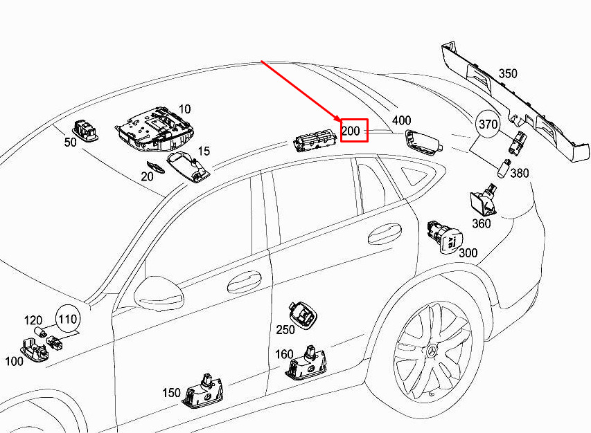 MERCEDES-BENZ GLC X253 Rear Left Grab Handle Lamp A0009069105 ORIGINAL 1 MERCEDES-BENZ GLC X253 Rear Left Grab Handle Lamp A0009069105 ORIGINAL