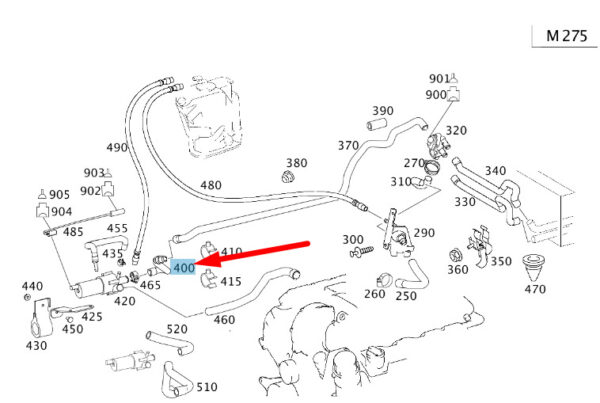 MERCEDES-BENZ S W221 AMG Return Line To Water Pump Hose A2308326894 ORIGINAL
