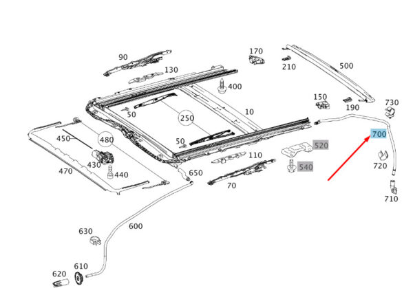 MERCEDES-BENZ E W212 Rear Right Roof Hose Line A2126390094 ORIGINAL