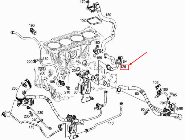 MERCEDES-BENZ GLC X253 Engine Vent Line A2740182101 ORIGINAL