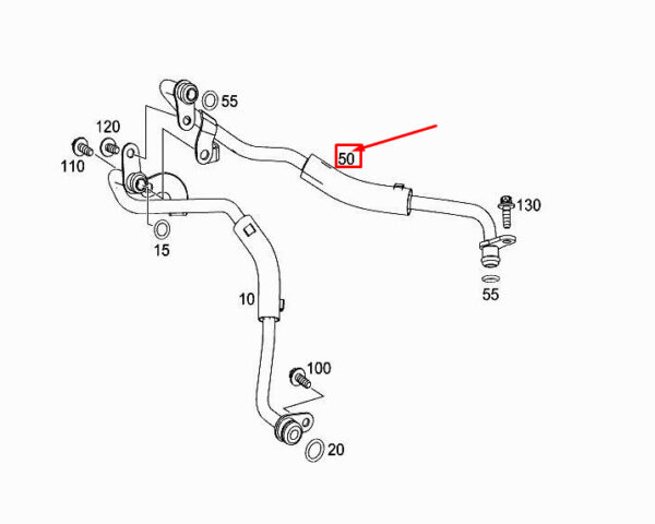 MERCEDES-BENZ CLS C257 Turbocharger Return Line A2562030600 ORIGINAL