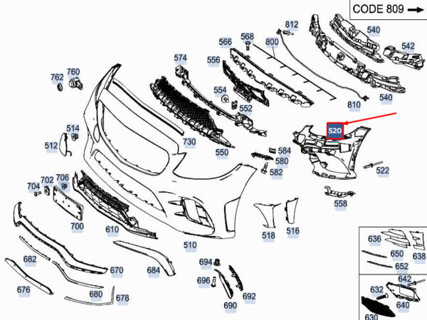 MERCEDES-BENZ C Coupe C205 Front Left Bumper Carrier A2058851901 ORIGINAL
