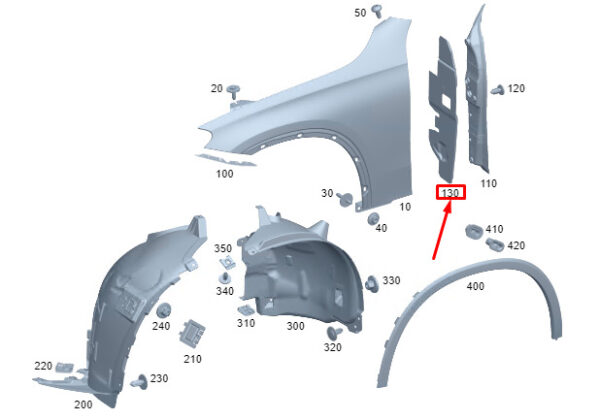 MERCEDES-BENZ GLC X254 Right Fender Absorber A2548853500 ORIGINAL