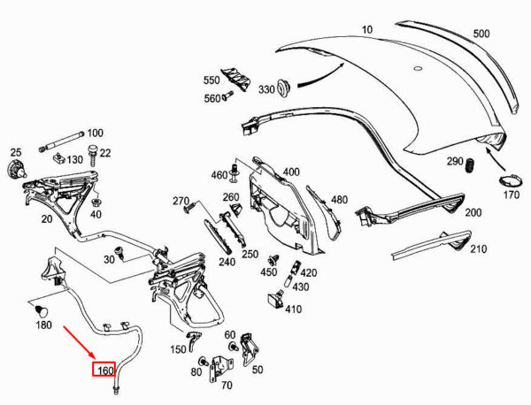 MERCEDES-BENZ SLK R172 Rear Left Water Drain Hose A1727500147 ORIGINAL