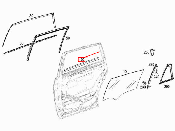 MERCEDES-BENZ R W251 Rear Left Door Sealing Rail A2517351765 ORIGINAL