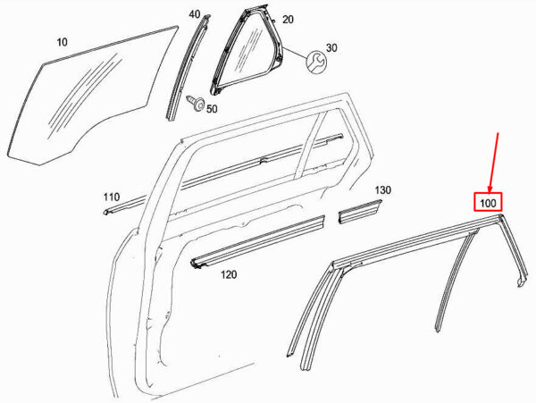 MERCEDES-BENZ E W212 Rear Right Window Guide Rail A2127351225 ORIGINAL