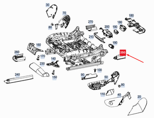 MERCEDES-BENZ GLE W167 Right Seat Rear Rail Cover A1679190600 ORIGINAL