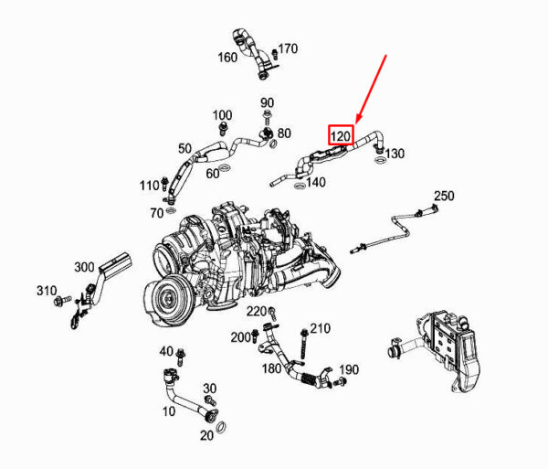MERCEDES-BENZ S W222 Engine Coolant Line A6562031202 ORIGINAL