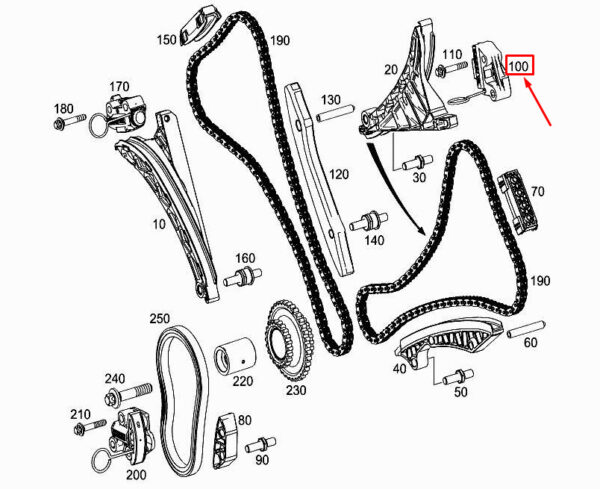 MERCEDES-BENZ S W222 Left Engine Chain Tensioner A2780502300 ORIGINAL