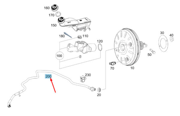 MERCEDES-BENZ A W176 rake Booster Vacuum Line RHD A2464300000 ORIGINAL