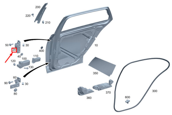 MERCEDES-BENZ C W206 Rear Left Upper Door Hinge A2067305101 ORIGINAL