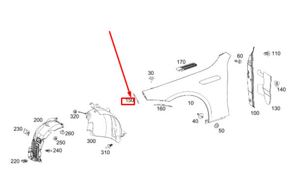 MERCEDES-BENZ AMG GT X290 Front Right Fender Insulator A2909830800 ORIGINAL