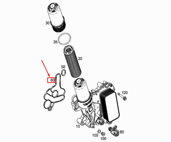 MERCEDES-BENZ CLS C257 Engine Oil Filter Molded Seal A2561840080 ORIGINAL