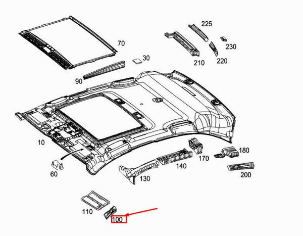 MERCEDES-BENZ GLC X253 Front Right Roof Absorber A2536923600 ORIGINAL