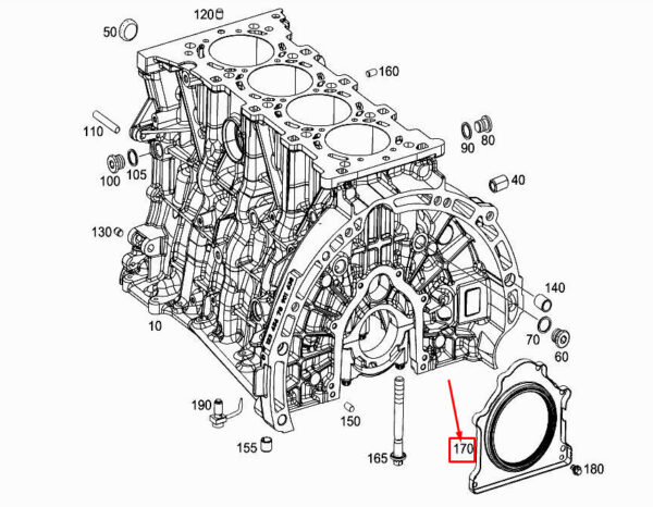 MERCEDES-BENZ A W176 Cylinder Crankshaft Sealing Cover A1330100700 ORIGINAL