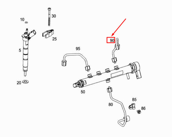 MERCEDES-BENZ GLE W167 Fuel Pressure Line A6540709000 ORIGINAL