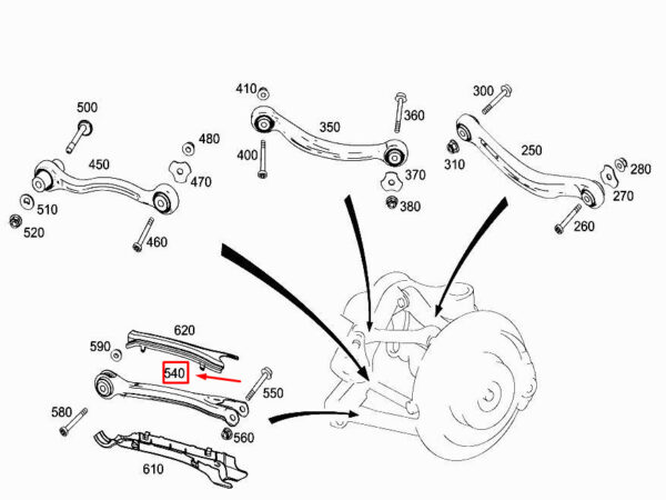 MERCEDES-BENZ E W213 Rear Axle Thrust Arm A2053503014 ORIGINAL