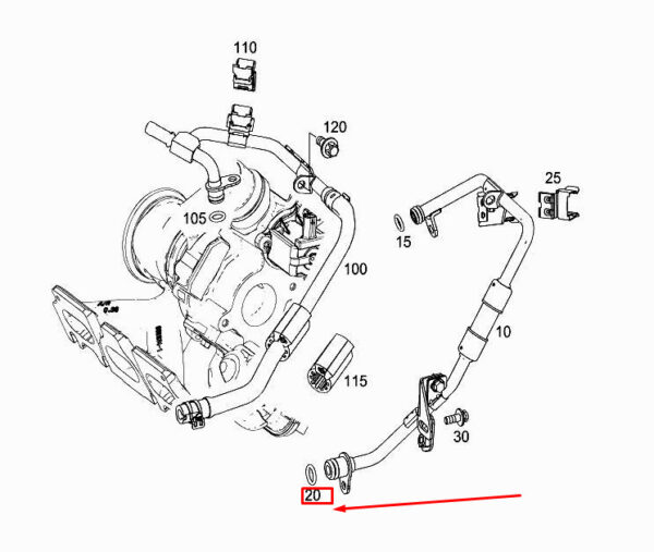 MERCEDES-BENZ A W177 Engine Crankcase Feed Line O-Ring A0009979207 ORIGINAL