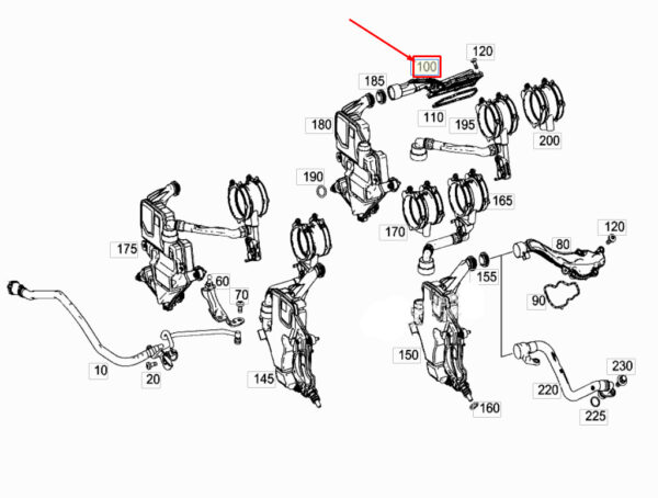 MERCEDES-BENZ E W213 Right Engine Vent Line A1770104402 ORIGINAL