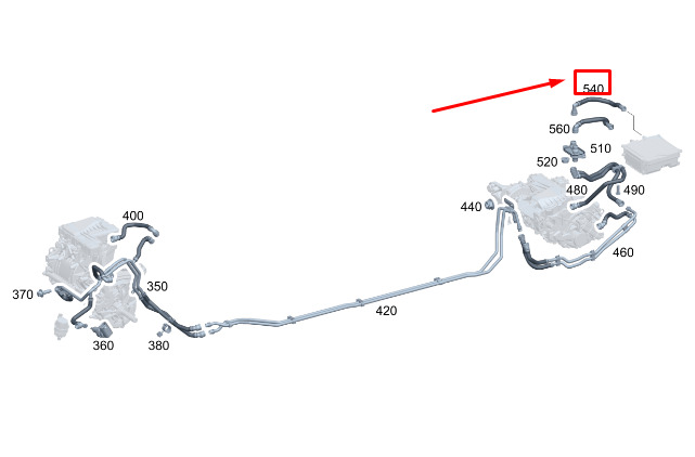 MERCEDES-BENZ EQC Engine Coolant Hose A2935000900 ORIGINAL 1 MERCEDES-BENZ EQC Engine Coolant Hose A2935000900 ORIGINAL
