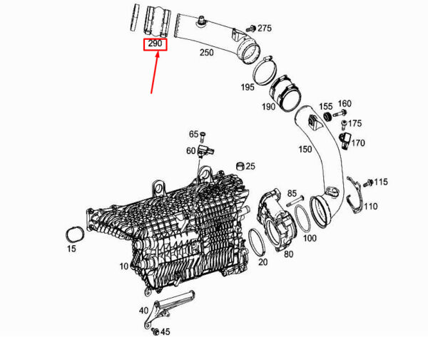 MERCEDES-BENZ CLS C257 Engine Charged Air Line Boot A2560940700 ORIGINAL
