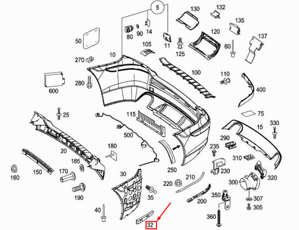 MERCEDES-BENZ R W251 Rear Left Bumper Side Bracket A2518850916 ORIGINAL
