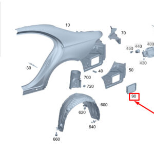 MERCEDES-BENZ S W223 Rear Fender Ventilation Flap A2238303901 ORIGINAL