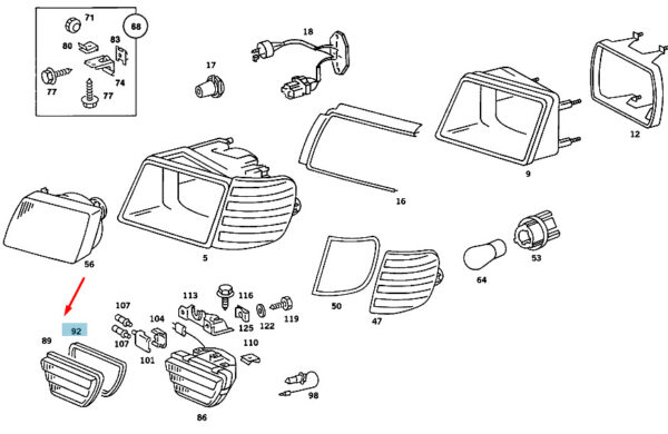 MERCEDES-BENZ S W126 Front Fog Lamp Seal A0018264380 ORIGINAL