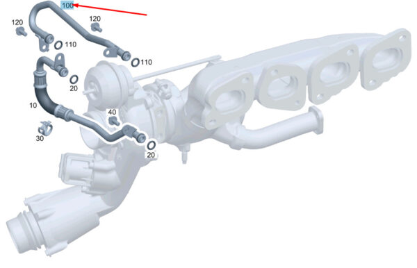 MERCEDES-BENZ C W204 Turbocharger Return Coolant Line A2742031000 ORIGINAL