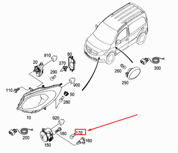 MERCEDES-BENZ CITAN W415 Front Headlamp Bulb A4159980008 ORIGINAL
