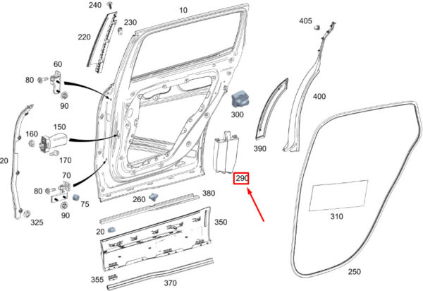 MERCEDES-BENZ GLB X247 Rear Left Door Impact Absorber A2477374500 ORIGINAL