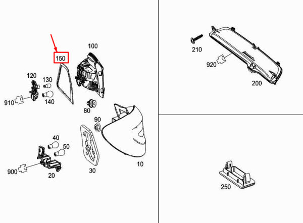 MERCEDES-BENZ B W246 Rear Left Light Housing Gasket A2468260300 ORIGINAL