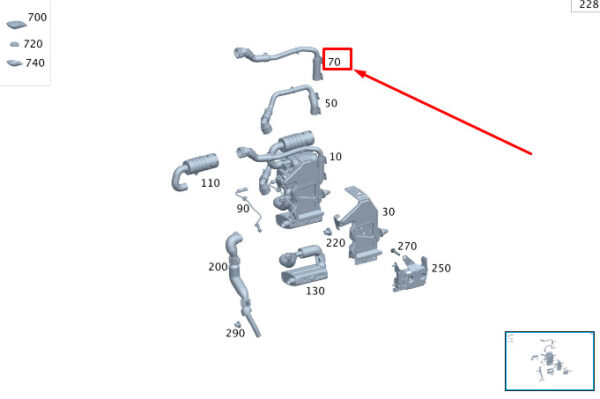 MERCEDES-BENZ S W223 Heater Return Line A2238305704 ORIGINAL