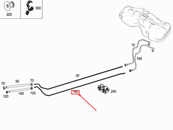MERCEDES-BENZ E Cabrio A207 Fuel Return Line A2044760001 ORIGINAL
