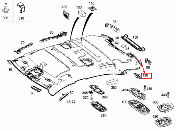 MERCEDES-BENZ S W222 Left Roof Absorber A2226921560 ORIGINAL