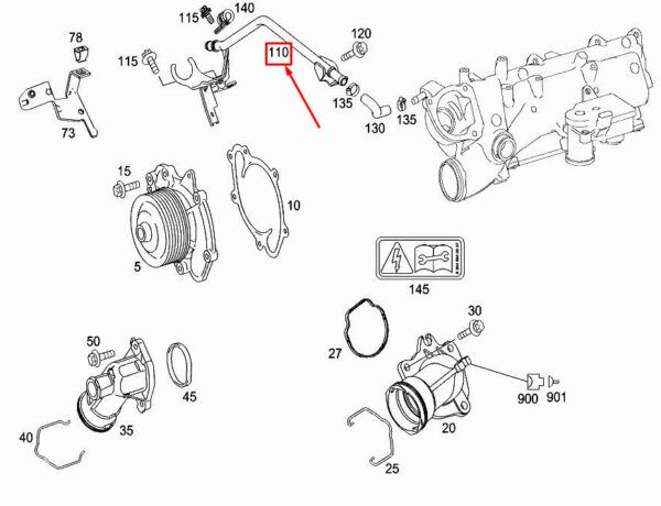 MERCEDES-BENZ E W212 Engine Vent Line A6422000258 ORIGINAL