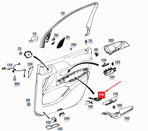 MERCEDES-BENZ GLE W167 Left Door Paneling Cover A1677273500 ORIGINAL