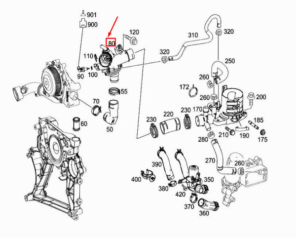 MERCEDES-BENZ C W205 Engine Thermostat A6512001300 ORIGINAL