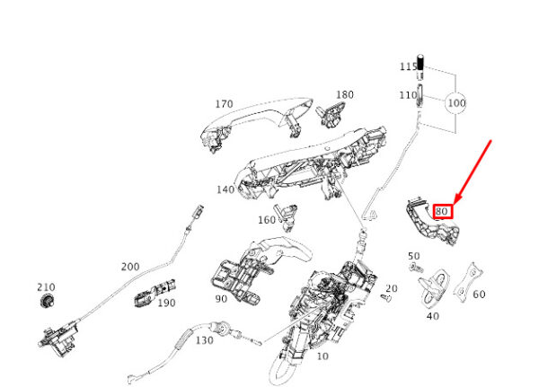 MERCEDES-BENZ AMG GT X290 Rear Right Door Lock Bracket A2907330200 ORIGINAL