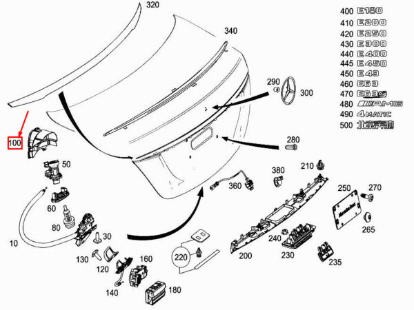 MERCEDES-BENZ E W213 Rear Tailgate Lock Cover A2137550030 ORIGINAL