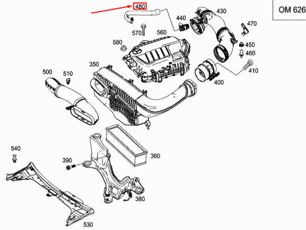 MERCEDES-BENZ C W205 Engine Vent Hose A6260100100 ORIGINAL