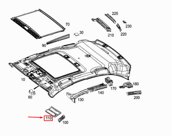 MERCEDES-BENZ GLC X253 Front Left Roof Absorber A2536925100 ORIGINAL