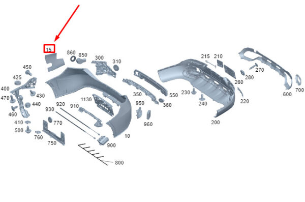 MERCEDES-BENZ GLC X254 Rear Right Upper Bumper Absorber A2548855004 ORIGINAL