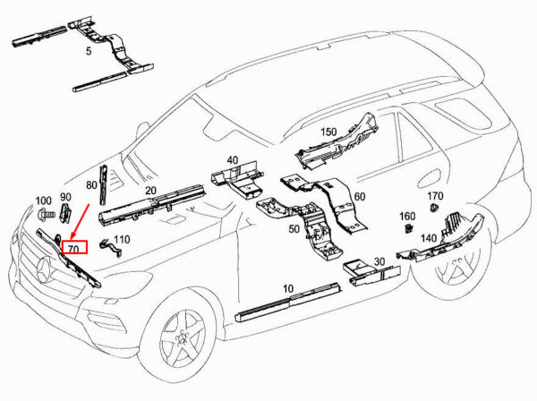 MERCEDES-BENZ ML W166 Front Engine Cable Duct A1665460280 ORIGINAL