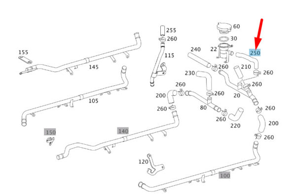 MERCEDES-BENZ CL C215 Engine Coolant Hose A2750982083 ORIGINAL