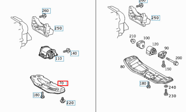MERCEDES-BENZ E W210 Rear Engine Support Bracket A2102421201 ORIGINAL