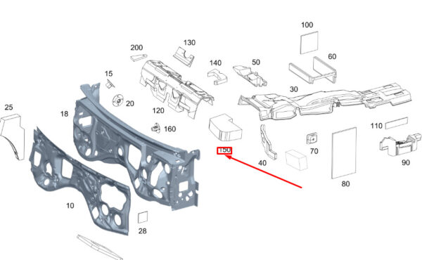 MERCEDES-BENZ GLE W167 Instrument Panel Dampening A1676829701 ORIGINAL