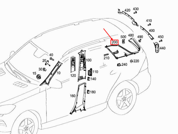 MERCEDES-BENZ ML W166 Left C-Pillar Trim A1666900925 ORIGINAL