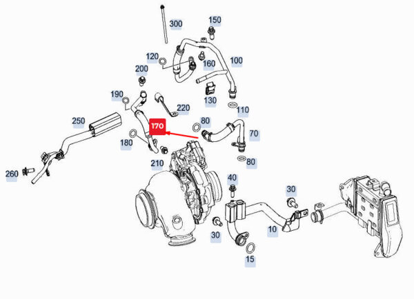 MERCEDES-BENZ GLE W167 Turbine Coolant Line A6542033700 ORIGINAL