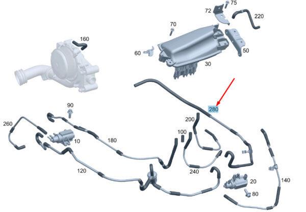 MERCEDES-BENZ C W204 Pressure Transducer Vacuum Line RHD A6510709832 ORIGINAL